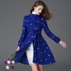 Embroidered Wool Blend Coat