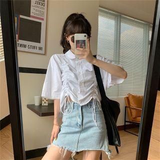 Short-sleeved Lace Up Shirt