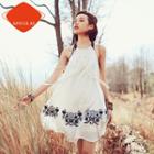 Embroidered Halter Dress