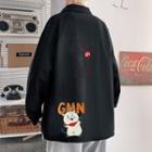 Cat Print Button-up Jacket