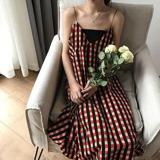 Striped Spaghetti Strap Chiffon Dress