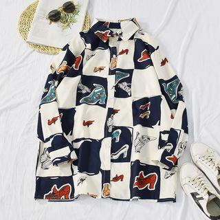 Shoe Print Shirt White - One Size