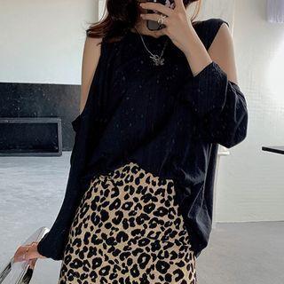 Long-sleeve Cold Shoulder Crop Top