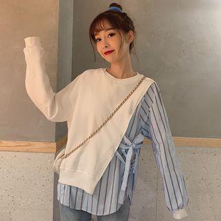 Striped Panel Bow Pullover As Shown In Figure - One Size