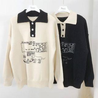 Pattern Color Panel Sweater