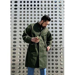 Drawstring-hem Zip-up Safari Coat