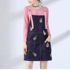Set: Long-sleeve T-shirt + Sequined Pinafore Dress