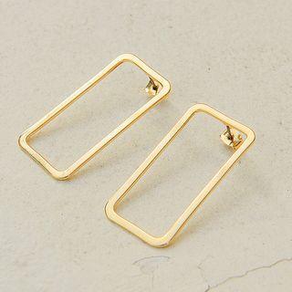 Rectangle Hoop Earrings Gold - One Size