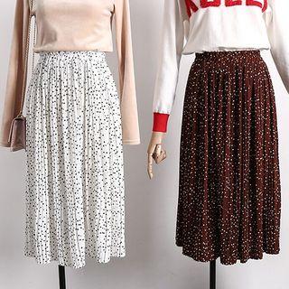 Polka-dot Pleated Chiffon Skirt