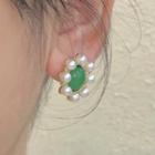 Faux Pearl Faux Gemstone Alloy Earring
