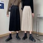 High-waist Slit Accordion Pleat A-line Midi Skirt