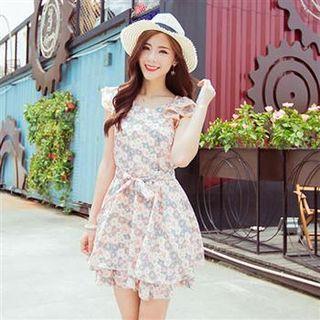 Sleeveless Ruffle Floral Dress