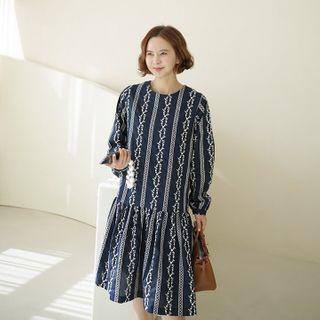 Floral Embroidered Ruffle Hem Dress