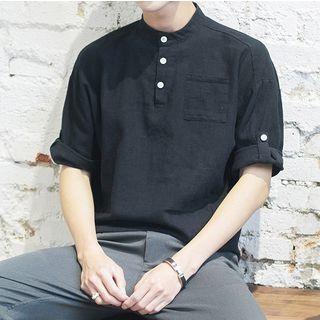 Plain 3/4 Sleeve Half Placket Shirt