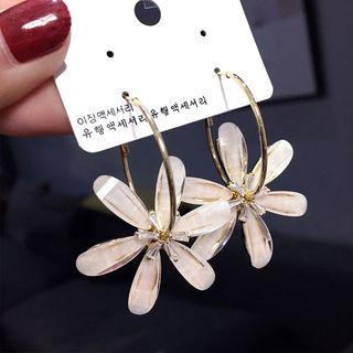 Flower & Hoop Dangle Earring Off-white - One Size