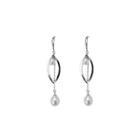 Sterling Silver Simple Fashion Geometric Freshwater Pearl Tassel Earrings Silver - One Size