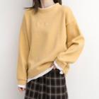 Mock Two-piece Letter Embroidered Pullover Yellow - One Size