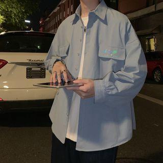 Plain Printed Long-sleeve Shirt