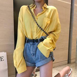 Long-sleeve Cutout-back Blouse