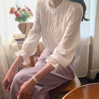 Frill-trim Pintuck-front Blouse