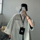 Korean Embroidered 3/4-sleeve Shirt