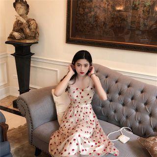 Embroidered Strawberry Floral Dress