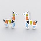 925 Sterling Silver Colour Block Horse Earring 1 Pair - As Shown In Figure - One Size