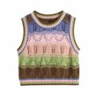 Color Block Pointelle Knit Sweater Vest