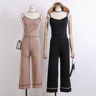 Set: Lightweight Knit Camisole + Wide-leg Pants