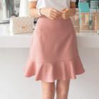 Plus Size Ruffle-hem Mini Skirt
