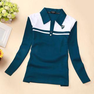 Panel Long Sleeve Polo Shirt