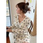 Lace-up Back Rosette Dress