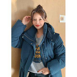 Detachable-hood Padding Jacket Blue - One Size