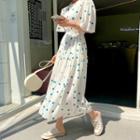 Drawstring-waist Polka-dot Dress Ivory - One Size