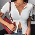 Short-sleeve Front-zip Top