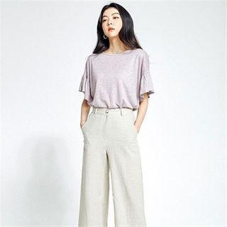 Ruffle-sleeve M Lange Linen Top