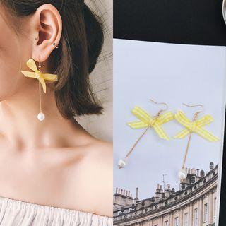 Bow-accent Beaded Drop Earrings