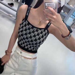 Lettering Knit Camisole Top / Mini Pencil Skirt / Set