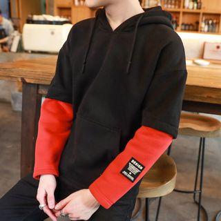Drawstring Two Tone Hoodie