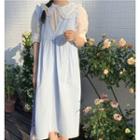 Short-sleeve Collar Blouse / Plain Strappy Midi Dress