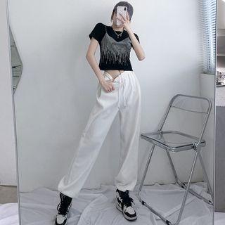 Short-sleeve Studded T-shirt / Harem Pants