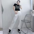 Short-sleeve Studded T-shirt / Harem Pants