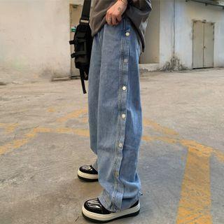 Button Up Wide-leg Jeans
