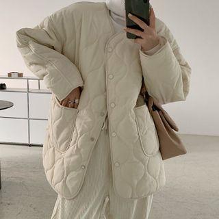Quilted Button-up Jacket Off-white - One Size