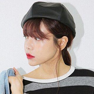 Faux Leather Beret