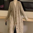 Cable Knit Medium Long Long-sleeve Sweater Cardigan