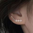925 Sterling Silver Rhinestone Star & Flower Earring 1 Pair - Earring - As Shown In Figure - One Size