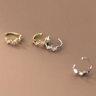 Zigzag Rhinestone Sterling Silver Cuff Earring