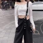 Open-back T-shirt / One Shoulder Jumper Pants