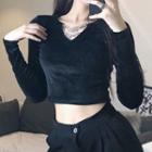 Chain Strap Long-sleeve Cropped Top